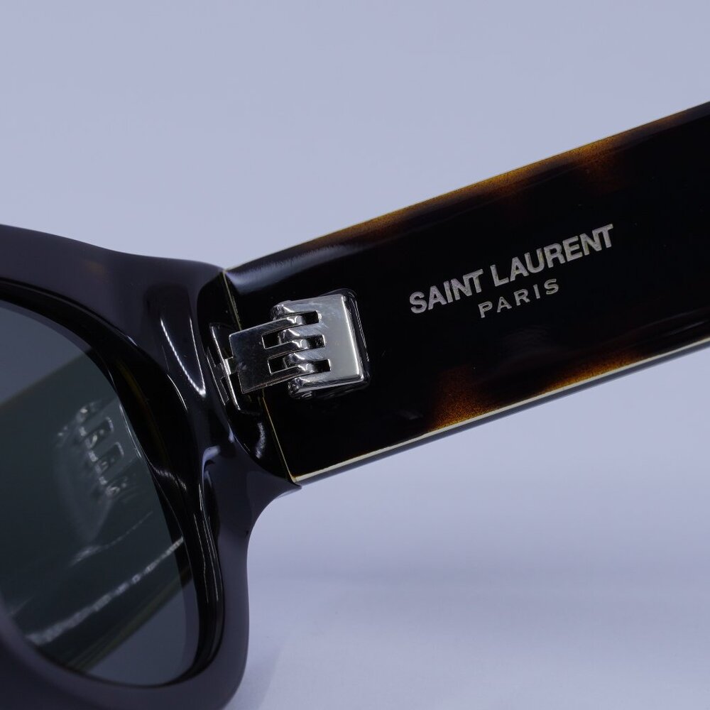 Saint Laurent SL573 002 Sunglasses Dark Havana Square Frame, Grey Lenses - Picture 8 of 11